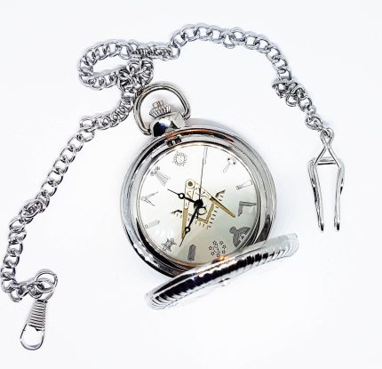 Freemason Silver-tone Vintage Pocket Watch | Monogrammed Letter G