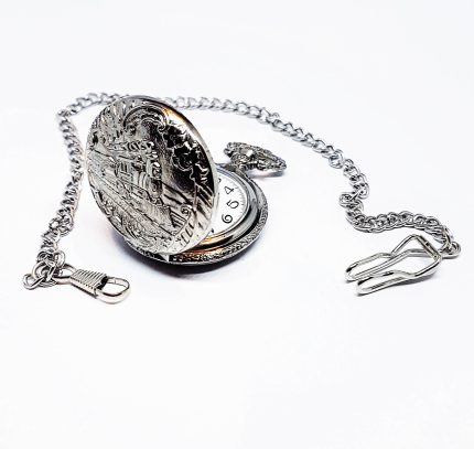 Vintage Train Pocket Watch | Silver-tone Elegant Railroad Watch