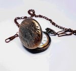 Rose-Gold Ship Vintage Pocket Watch | Floral Pattern Vest Watch - Image 3
