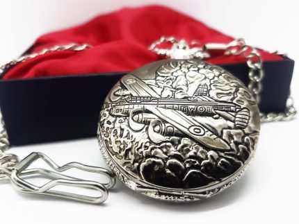 Aviator Style Silver Pocket Watch Vintage | Can Be Engraved Upon Request