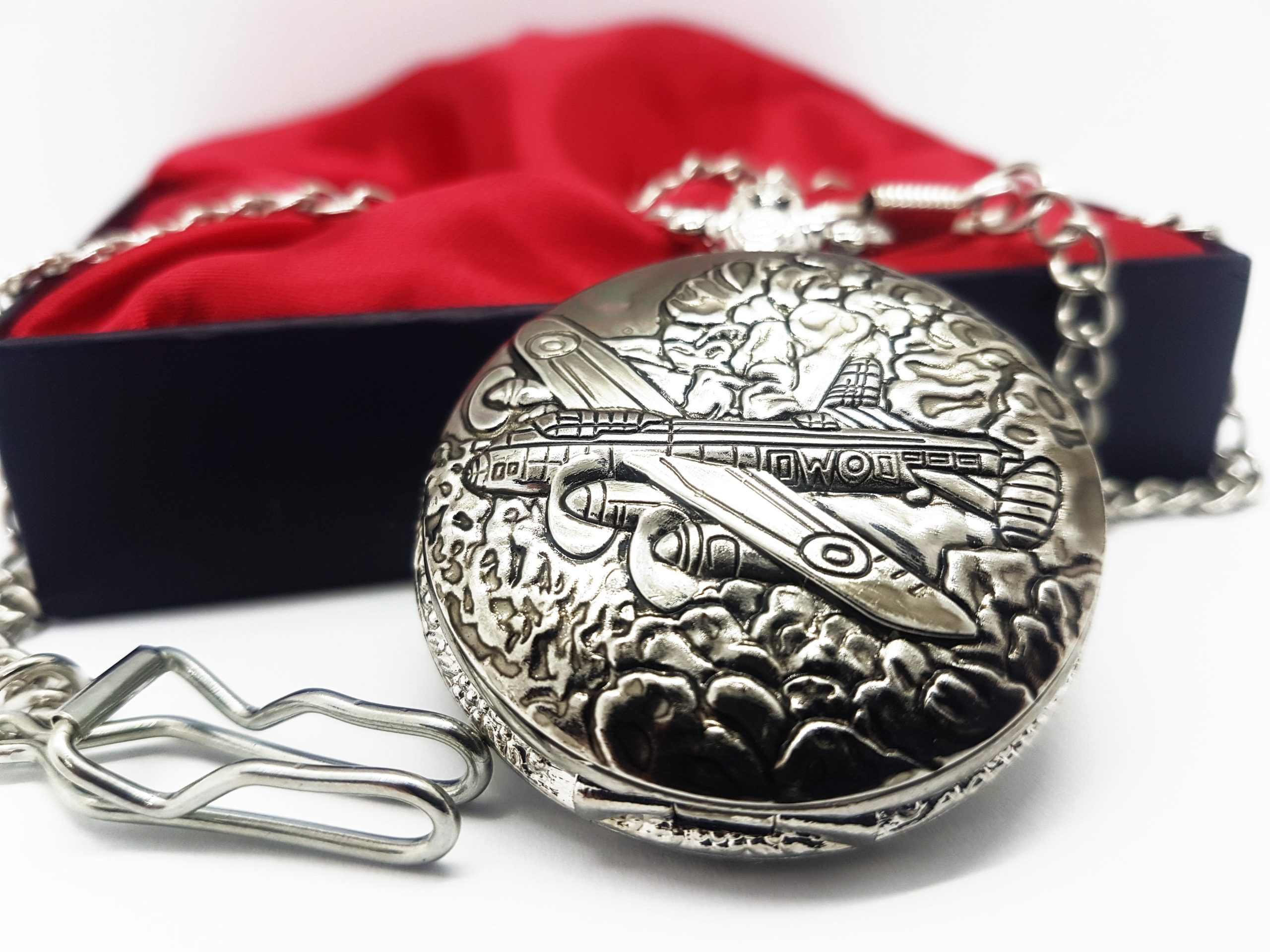 20181213_170111.jpg Aviator Style Silver Pocket Watch Vintage | Can Be Engraved Upon Request - Image 1