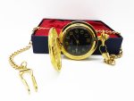 Vintage Gold-tone Eagle Pocket Watch with Black Dial & Large Numerals - Image 5