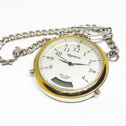 Majestron Mens Stainless Steel Pocket Watch | Two Tone Quartz Pocket Watch