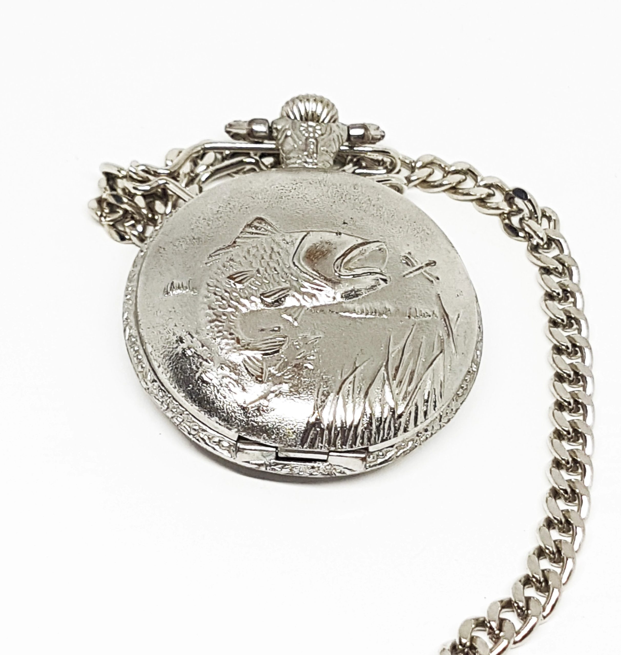 20191212_185814.jpg Silver Quartz Fisherman Pocket Watch | Personalized Pocket Watch Gift - Image 1