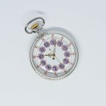 Silver-tone Pocket Watch with Purple Numerals | Railroad Gift Watch - Image 3