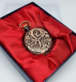 Rose-gold Pocket Watch with Gothic Floral Print | Railroad Watch - Image 2