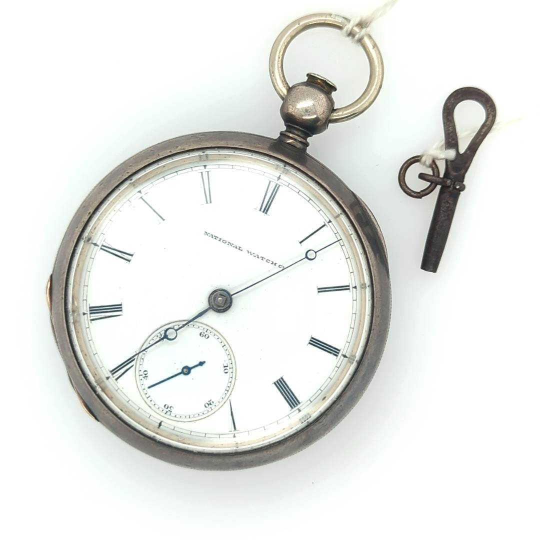 506-00283.jpg 1884 Coin Silver Elgin Biscuit Watch - Image 1
