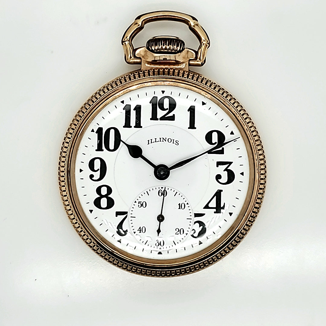 506-00487.jpg 1927 Illinois Bunn Special 21 jewel railroad grade pocket watch - Image 1