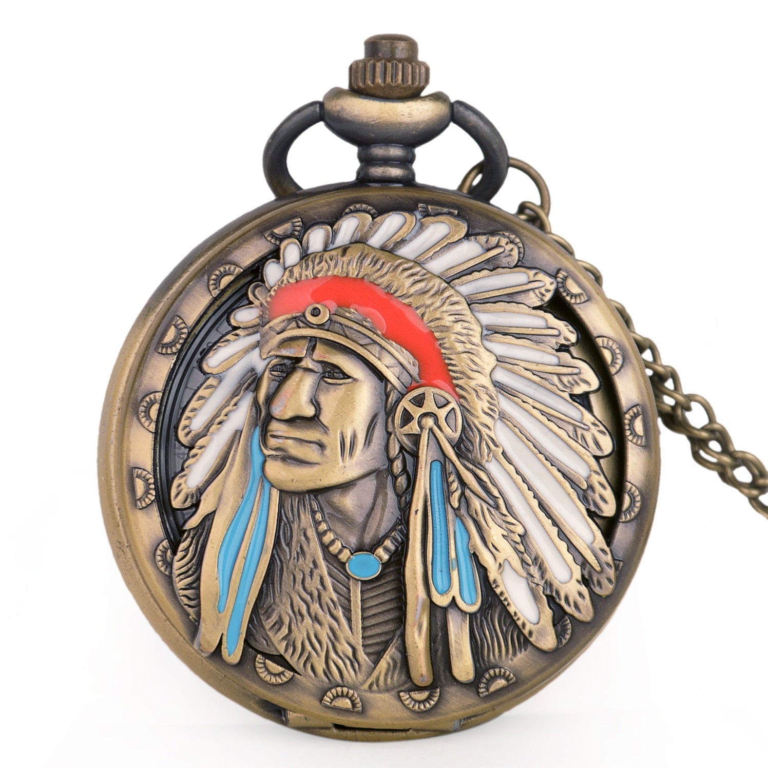 Antique-Pocket-Watch-Indian-Chief.jpg Antique Pocket Watch Indian Chief - Image 1