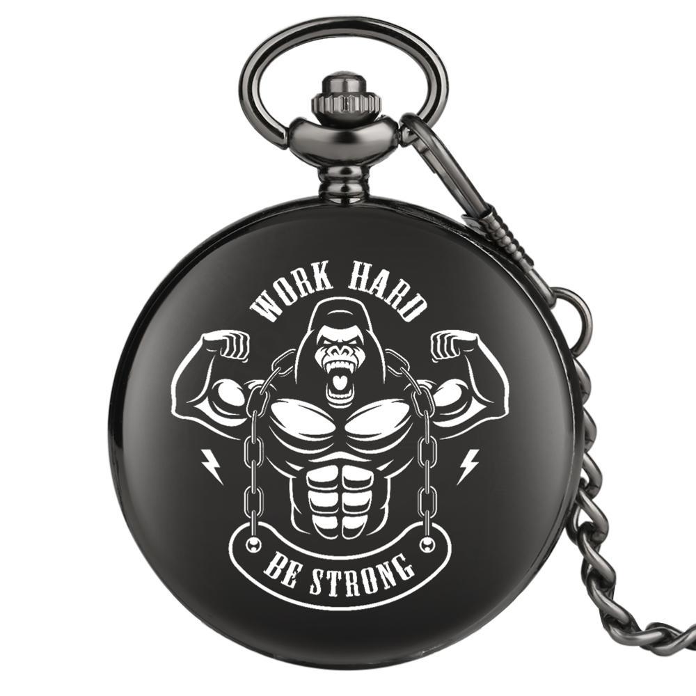 Black-Pocket-Watch-Be-Strong.jpg Black Pocket Watch Be Strong - Image 1