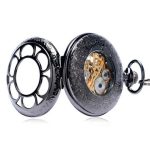 Black Steampunk Mechanical Pocket Watch - Image 3