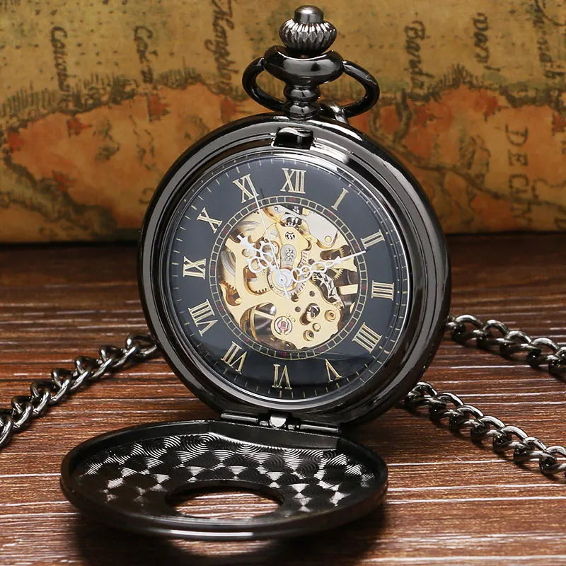 HTB1clr1LVXXXXbtXFXXq6xXFXXXM.jpg Black Vintage Mechanical Pocket Watch - Image 1