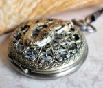 Mermaid pocket watch, mens pocket watch with mermaid mounted on front case - Image 2