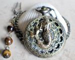 Mermaid pocket watch, mens pocket watch with mermaid mounted on front case - Image 3