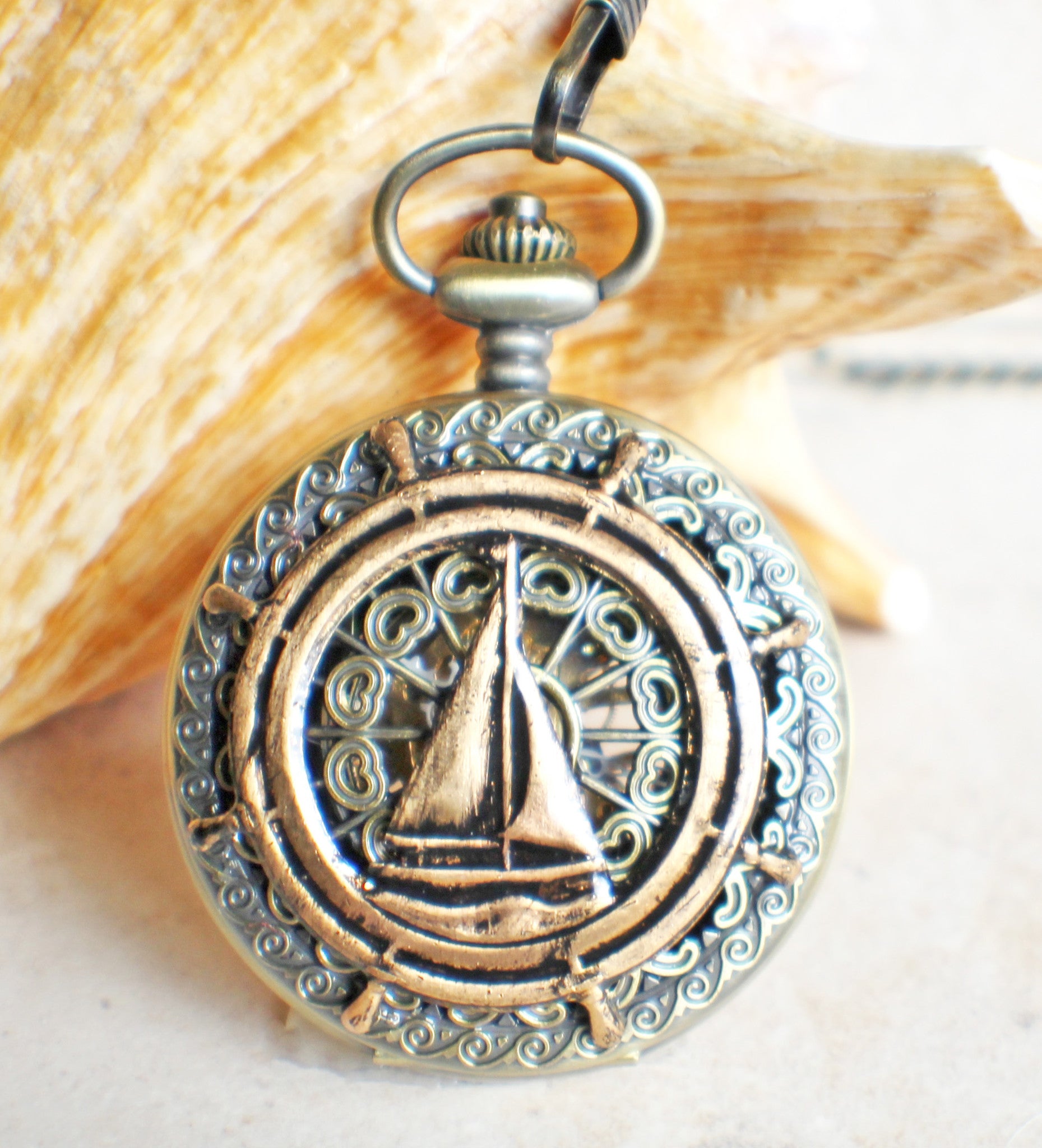 IMG_1129.jpg Sailboat Mechanical Pocket Watch - Image 1