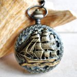 Ship Mechanical Pocket Watch
