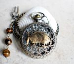 Armadillo pocket watch, mens pocket watch with armadillo mounted on front case - Image 2