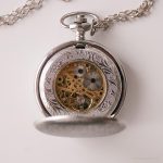 Vintage Skeleton Dial Mechanical Pocket Watch | Silver-tone Vest Watch - Image 9