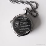 Vintage Relic Medallion Watch | Ladies Pearl Dial Pink Necklace Watch - Image 6