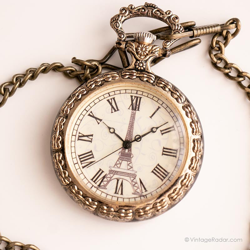 IMG_8326_07ea8f01-d940-4c43-9e65-850cbf7c7d14.jpg Vintage Eiffel Tower Pocket Watch | Elegant Vest Watch - Image 1