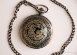 Vintage Dragon Pocket Watch | Gold-tone Vest Watch with Black Details - Image 3