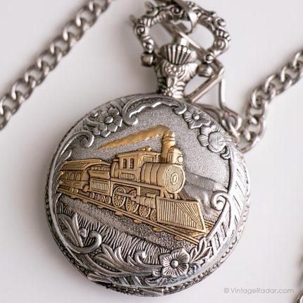 Vintage Railway Pocket Watch | Silver-tone Train Watch by Watch-it