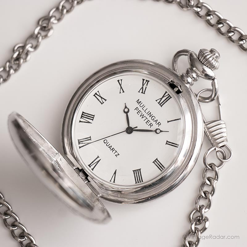 IMG_8452_b97622ed-4124-44ad-915d-fe39808b4412.jpg Vintage Mullingar Pewter Pocket Watch | Silver-tone Tribal Pocket Watch - Image 1