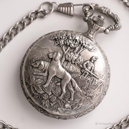 Vintage Rotary Pocket Watch | Silver-tone Hunter Pocket Watch