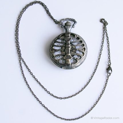 Vintage Skeleton Pocket Watch | Gold-tone Vest Watch