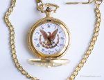 Vintage American Eagle Pocket Watch | Gold-tone Japan Quartz Pocket Watch - Image 4
