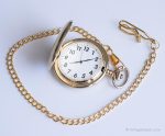 Vintage Gold-tone Pocket Watch | Elegant Vest Watch for Men Quartz - Image 2