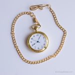 Retro Vintage Gold-tone Pocket Watch with Metallic Blue Hands - Image 4