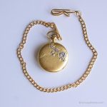Retro Vintage Gold-tone Pocket Watch with Metallic Blue Hands - Image 6
