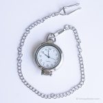 Vintage Minimalist Pocket Watch | Silver-tone Train Watch - Image 4