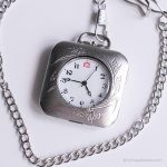 Vintage Square Pocket Watch | Collectible Floral Pocket Watch - Image 6
