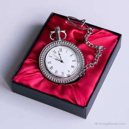 Vintage Elegant Pocket Watch | Silver-tone Vest Watch Roman Numerals