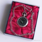 Vintage Luxury Black-Dial Pocket Watch | Elegant Silver-tone Pocket Watch - Image 2