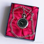 Vintage Luxury Black-Dial Pocket Watch | Elegant Silver-tone Pocket Watch - Image 3