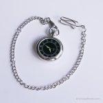 Vintage Luxury Black-Dial Pocket Watch | Elegant Silver-tone Pocket Watch - Image 4