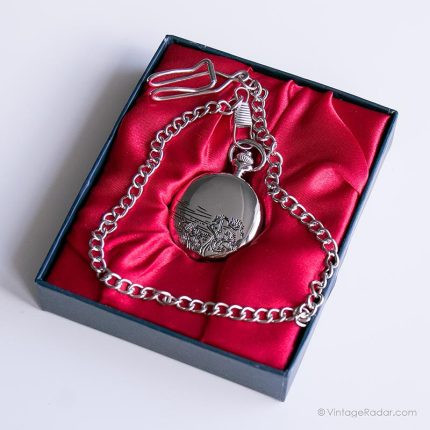 Vintage Minimalist Silver-tone Pocket Watch | Sketched Pocket Watch