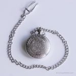 Vintage Silver-tone Royal Pocket Watch with Coat of Arms Design - Image 7