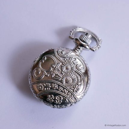 Tiny Vintage Pocket Watch with Rose Flower | Medallion Locket Watch