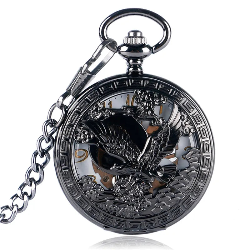 S0dd62a8c11324bfe84874ce99fe2b8f9u.jpg Eagle in Flight Mechanical Pocket Watch - Image 1
