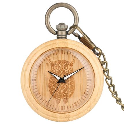 Wooden Pocket Watch Owl