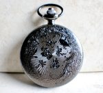 Turtle pocket watch battery operated in black. - Image 4