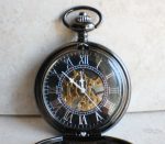 Black Skull and Crossbones Mechanical Pocket Watch - Image 4