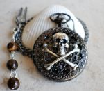 Black Skull and Crossbones Mechanical Pocket Watch - Image 2