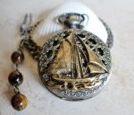 Sailboat mechanical pocket watch with sail boat - Image 2