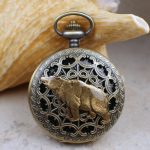 Bear Pocket Watch In Bronze