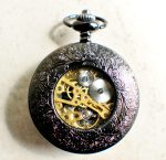 Bronze lion pocket watch, mechanical pocket watch in black. - Image 5